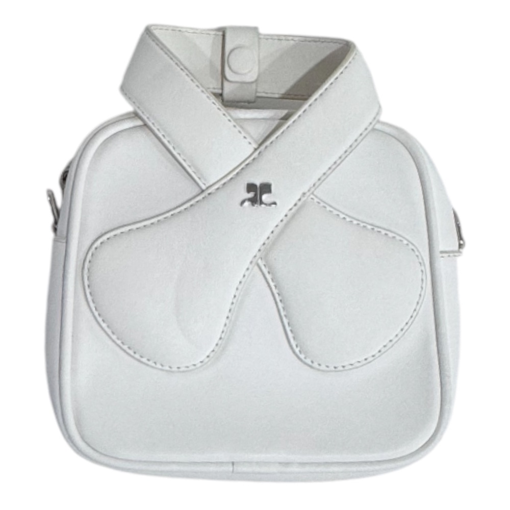 COURREGES  LOOP LEATHER SHOULDER BAG - HERITAGE WHITE - WITH DUST BAG